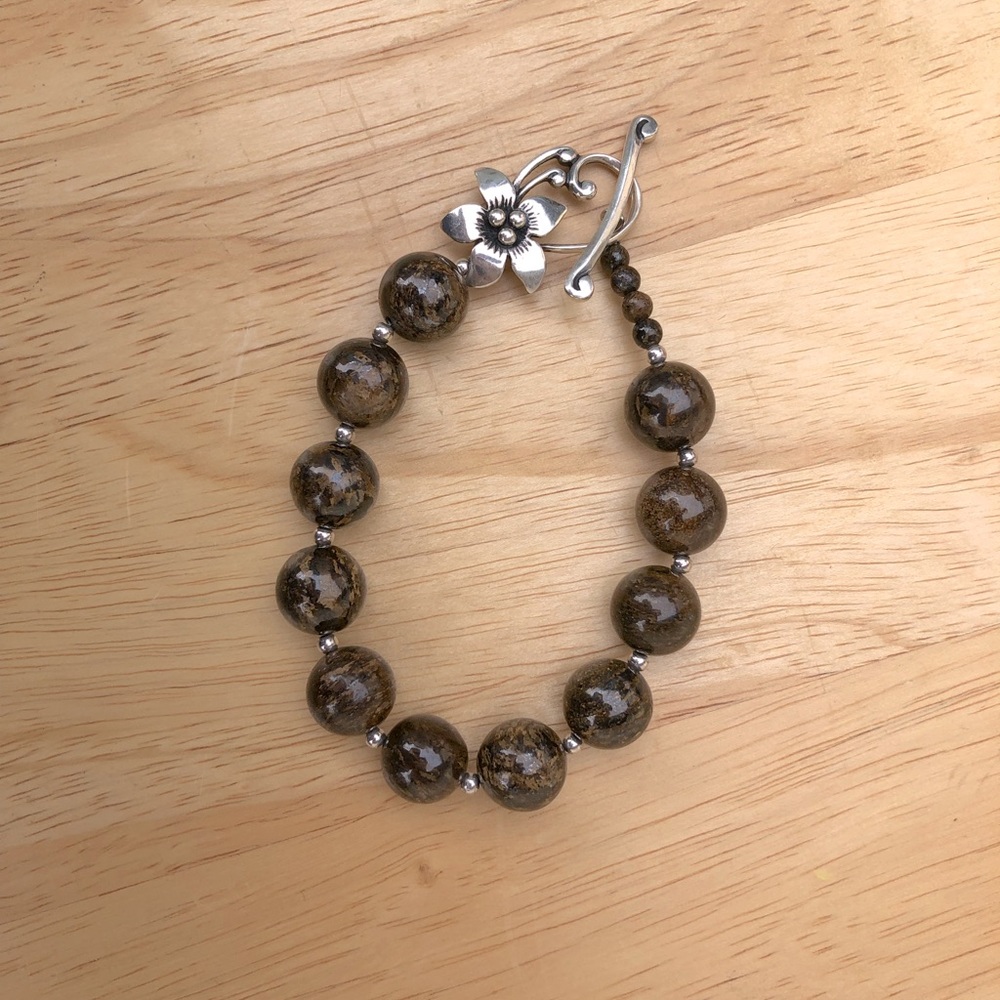 Silpada bronzite bead & sterling silver bracelet